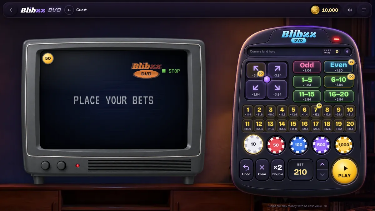 DVD bets on the remote: a corner, Even, bounces 6 to 10 and bounce 7